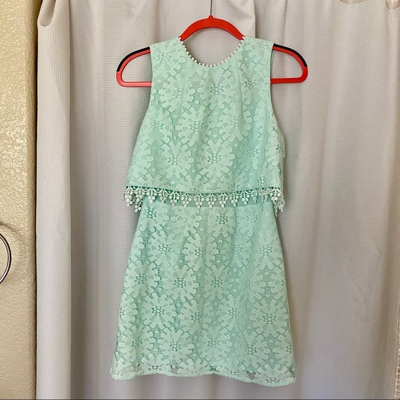 Topshop Mint Eyelet Lace Shift Dress - Picture 2 of 10